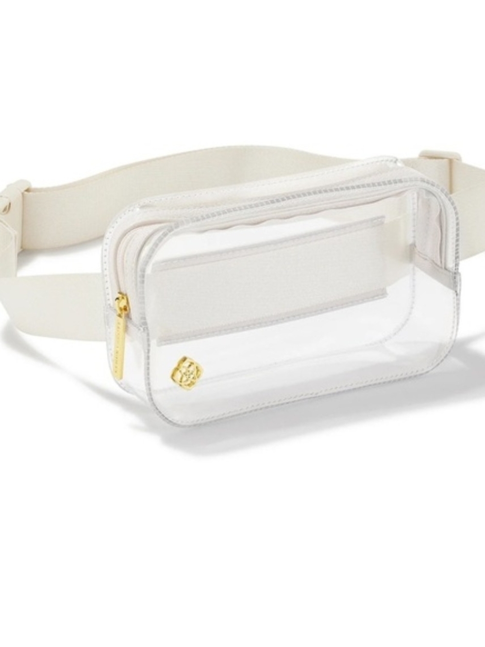 Kendra Scott Clear W/cream Crossbody Belt Bag with Gold Accent